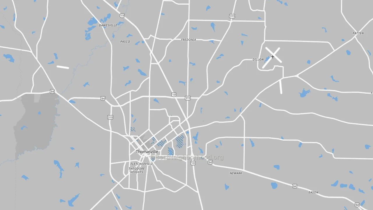 Transit Grade map of Thomas County, GA