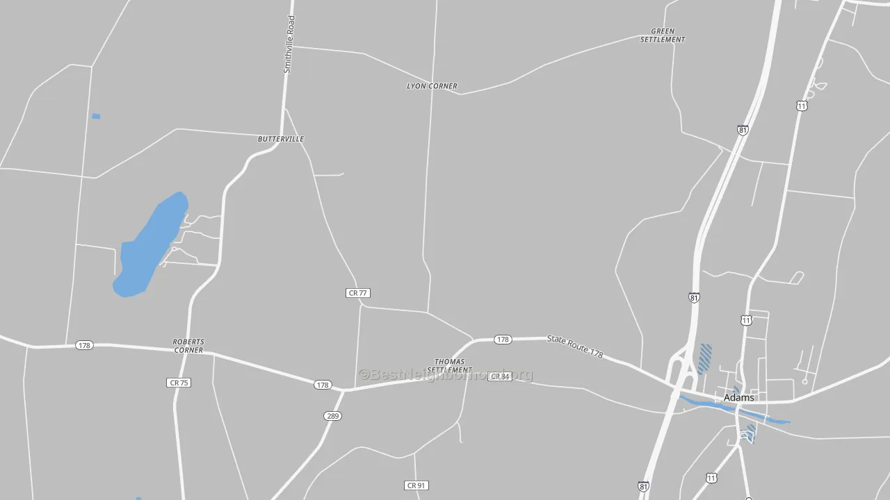 Transit Grade map of Thomas Settlement, NY