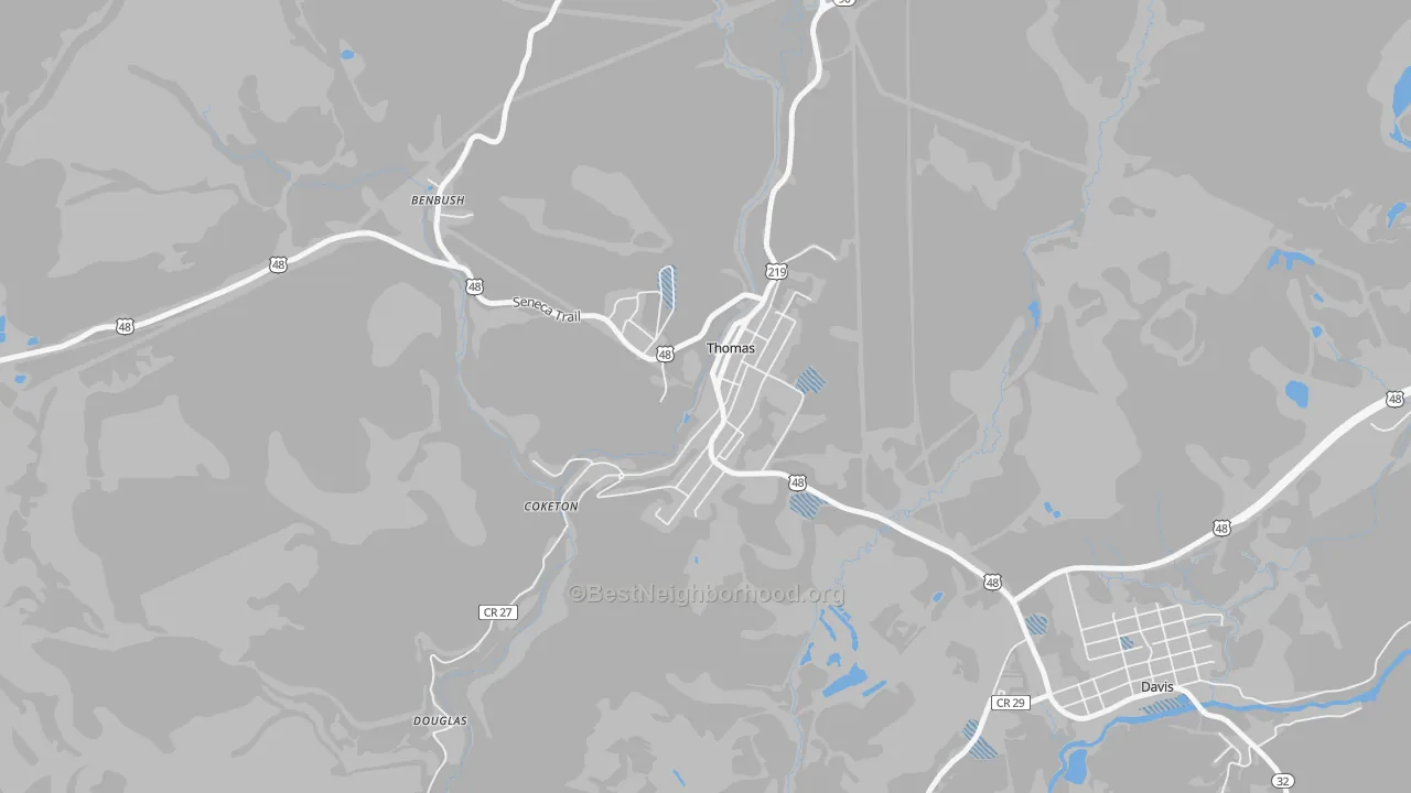 Transit Grade map of Thomas, WV