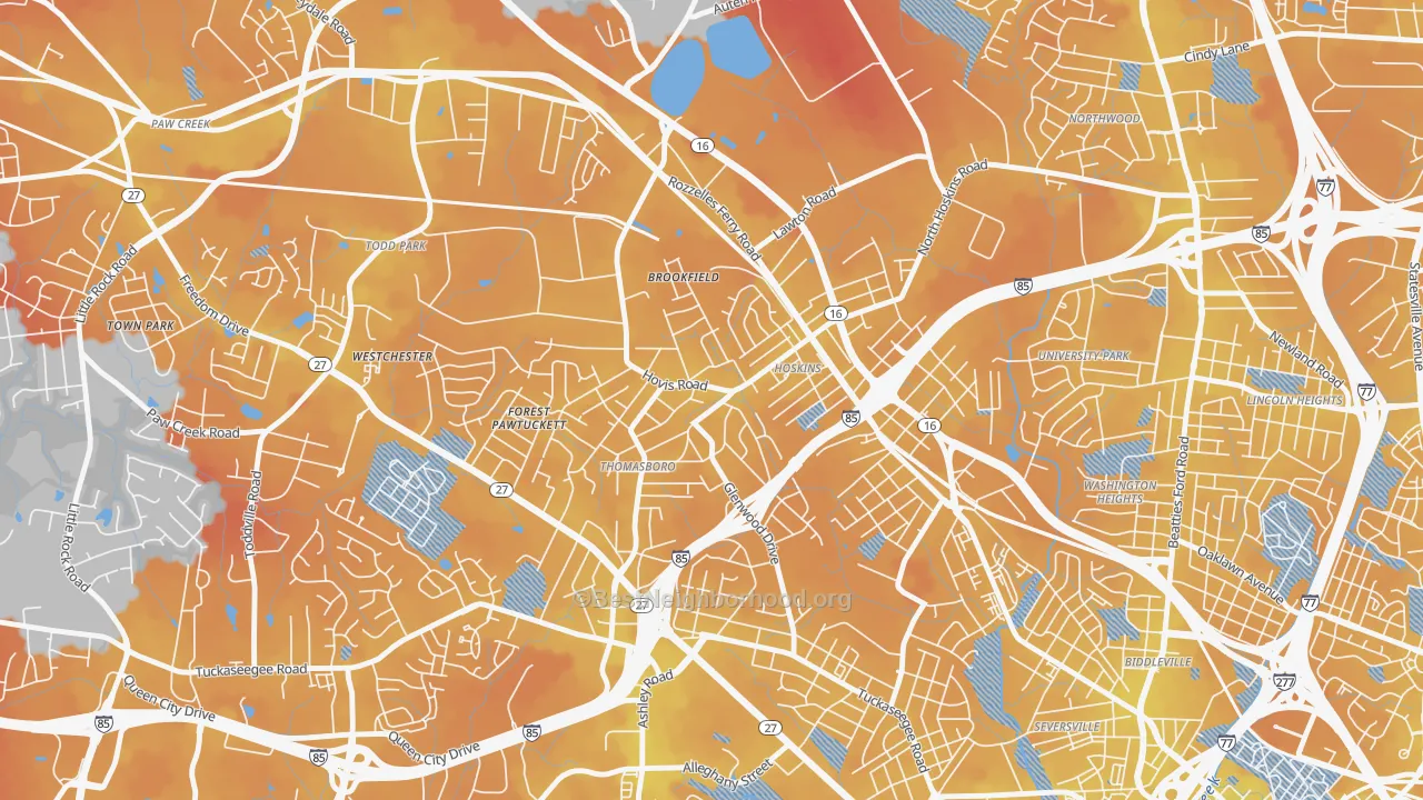 Transit Grade map of Thomasboro-Hoskins, Charlotte, NC