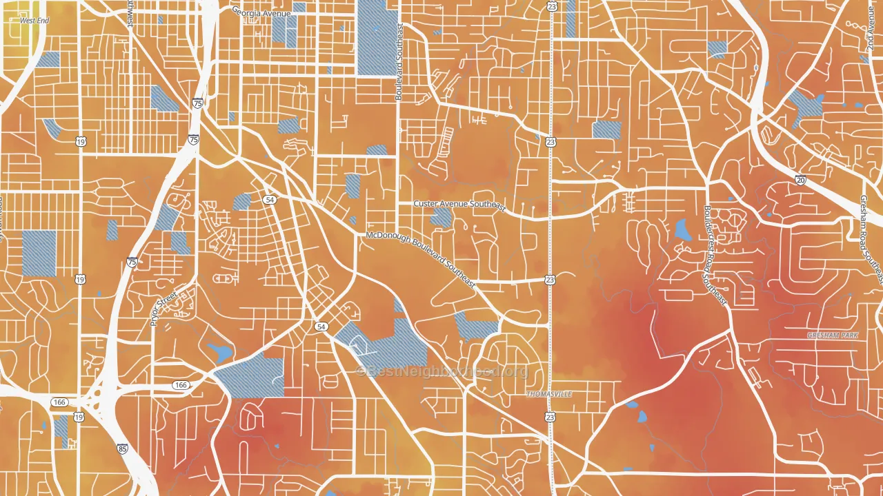 Transit Grade map of Thomasville, Atlanta, GA