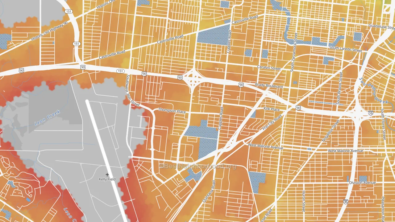 Transit Grade map of Thompson Community, San Antonio, TX