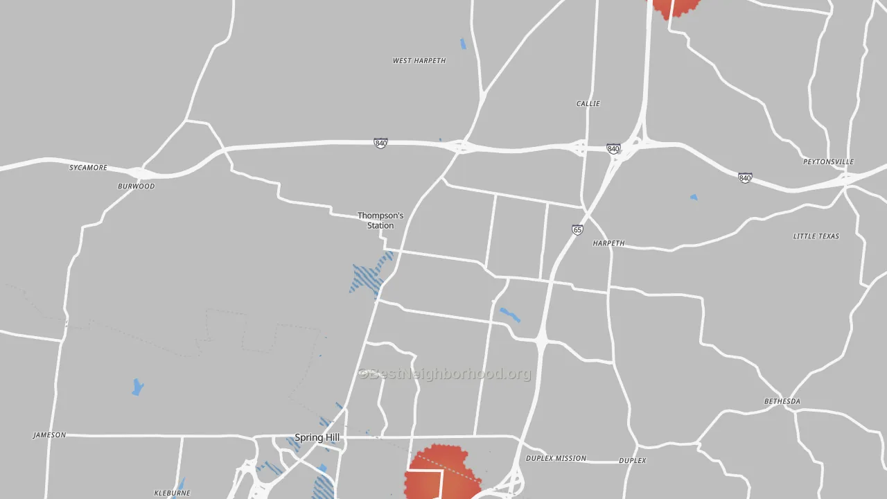 Transit Grade map of Thompsons Station, TN
