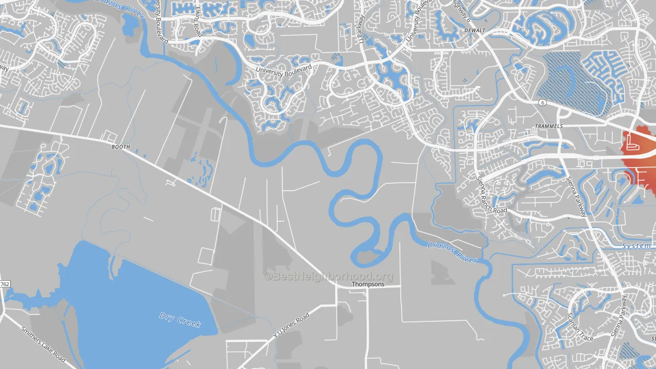 Transit Grade map of Thompsons, TX