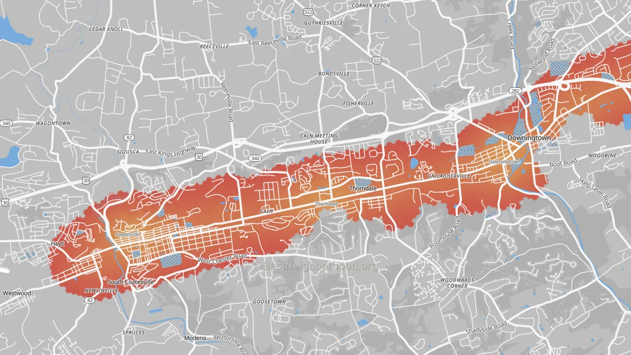 Transit Grade map of Thorndale, PA