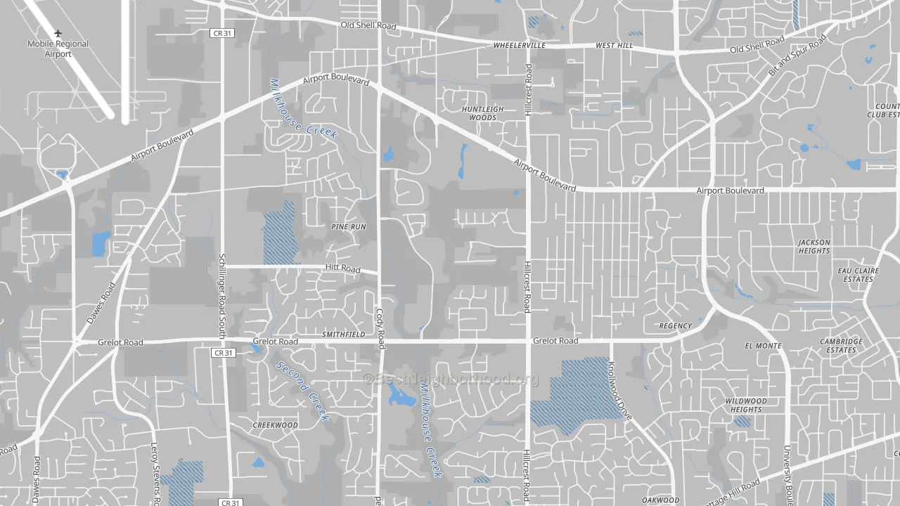 Transit Grade map of Thornhill, Mobile, AL