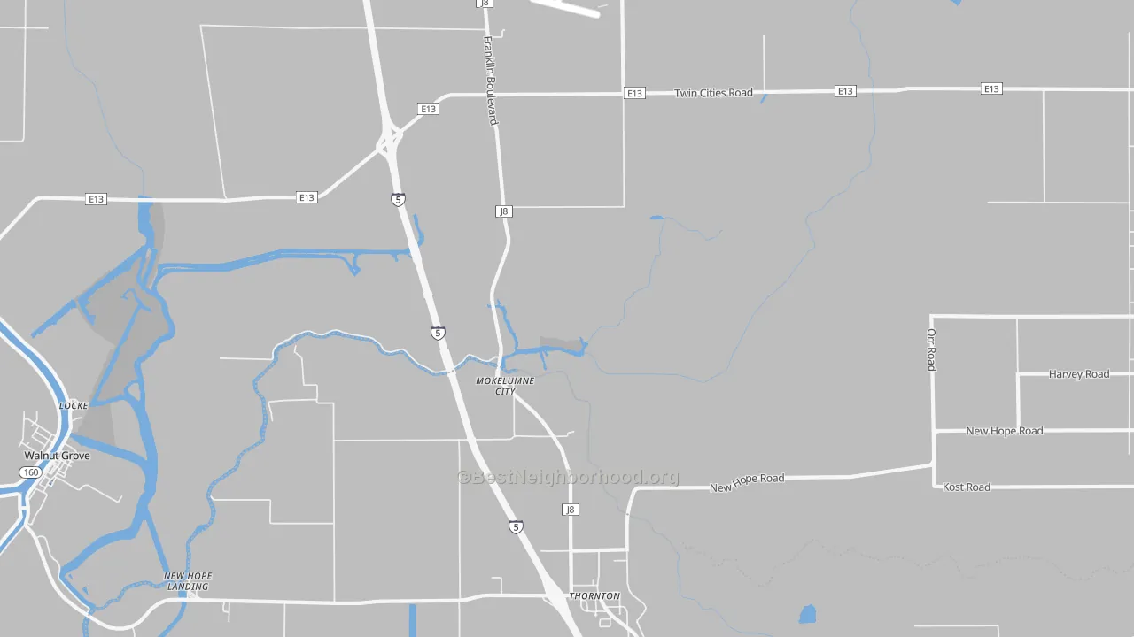 Transit Grade map of Thornton, CA