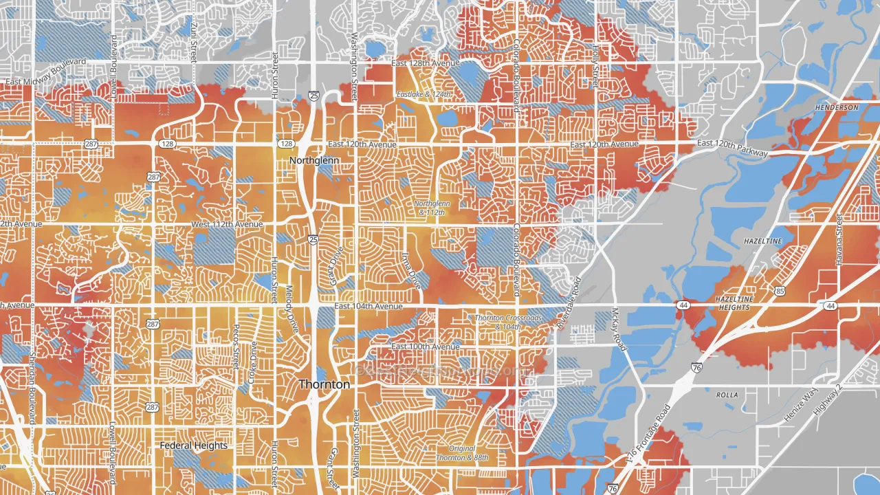 Transit Grade map of Thornton, CO