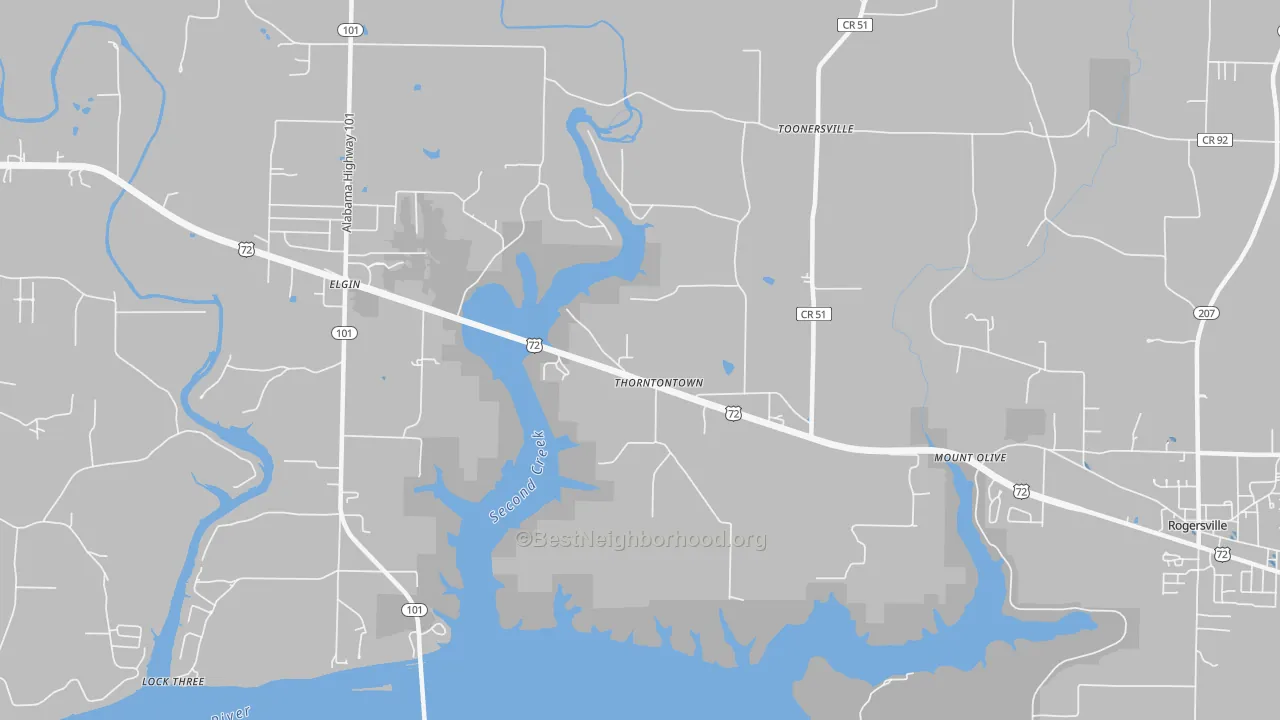 Transit Grade map of Thorntontown, AL