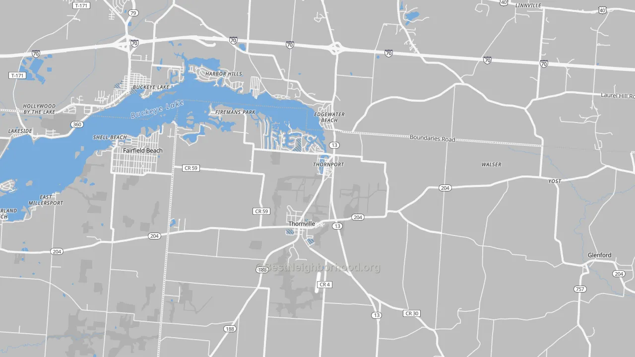 Transit Grade map of Thornville, OH