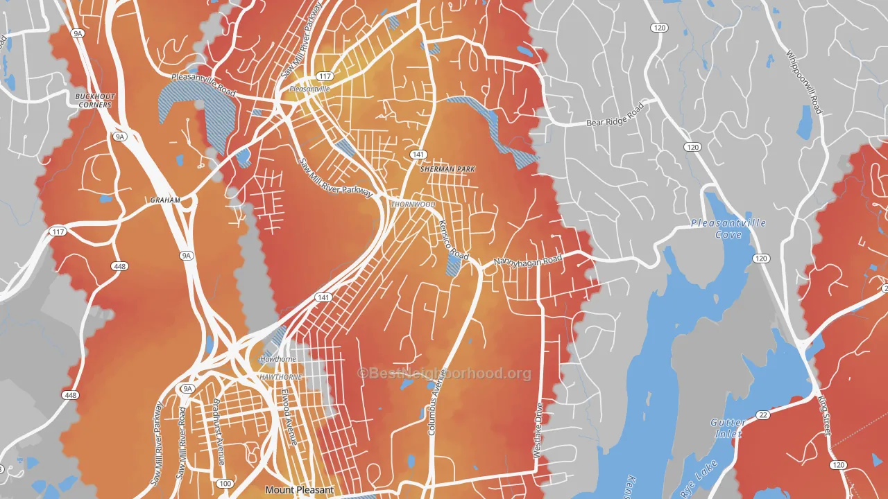 Transit Grade map of Thornwood, NY