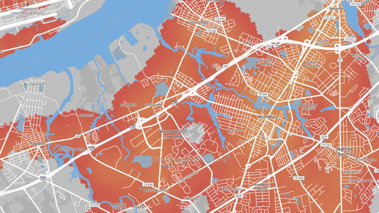 Transit Grade map of Thorofare, NJ