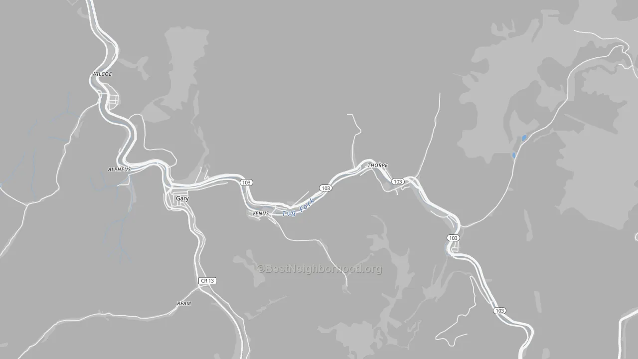 Transit Grade map of Thorpe, WV