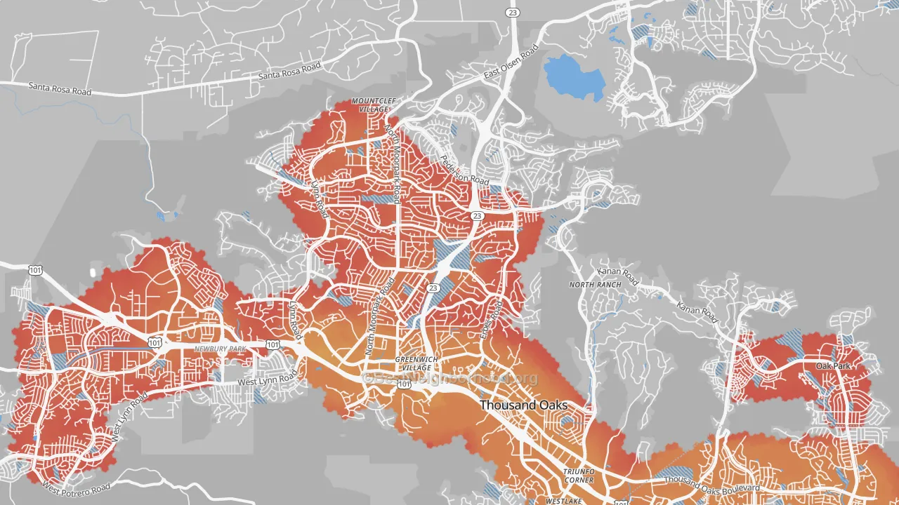Transit Grade map of Thousand Oaks, CA