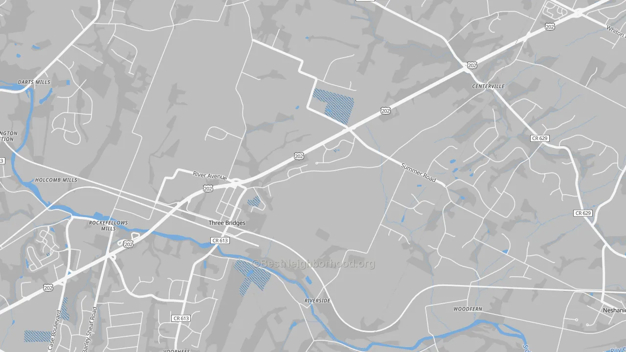 Transit Grade map of Three Bridges, NJ