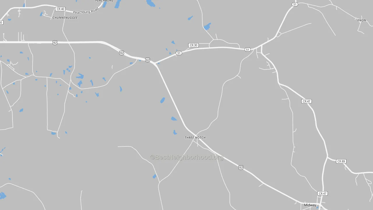 Transit Grade map of Three Notch, AL