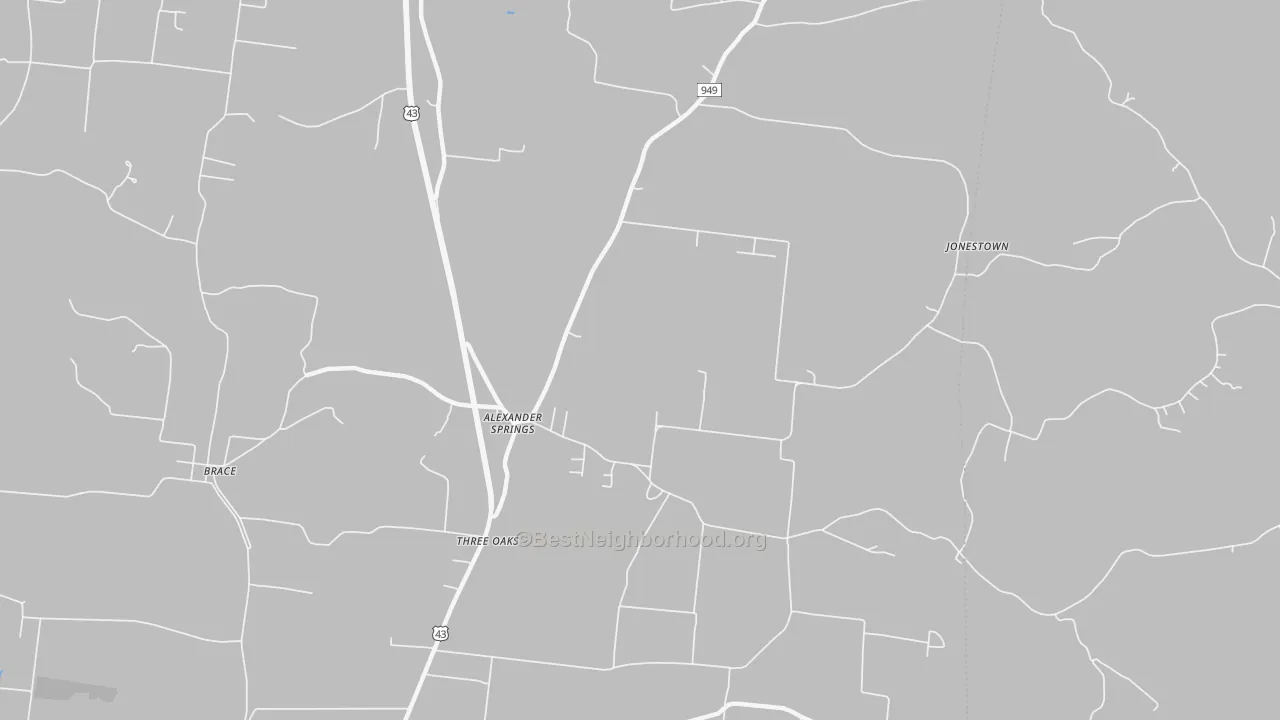 Transit Grade map of Three Oaks, TN