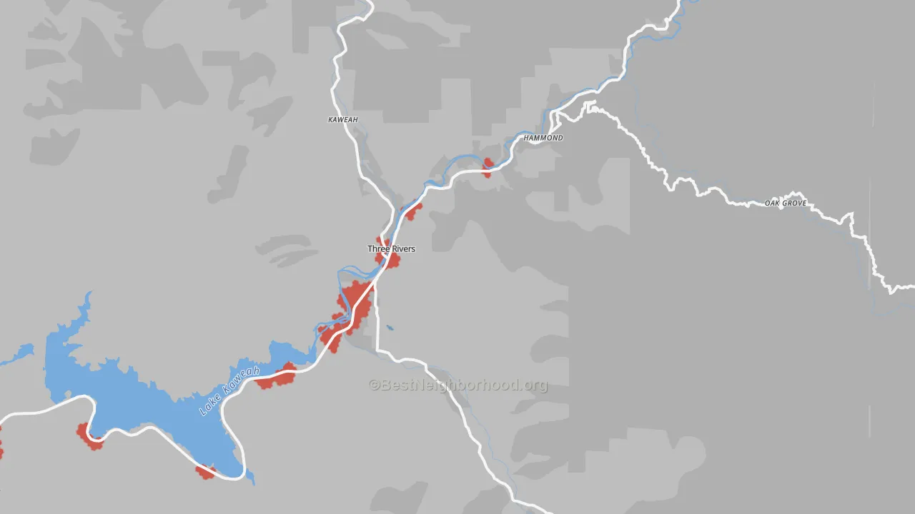 Transit Grade map of Three Rivers, CA