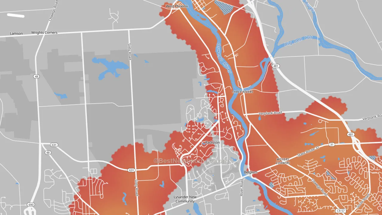 Transit Grade map of Three Rivers, NY