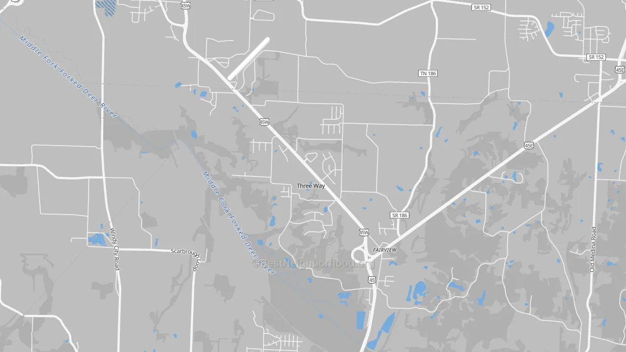 Transit Grade map of Three Way, TN
