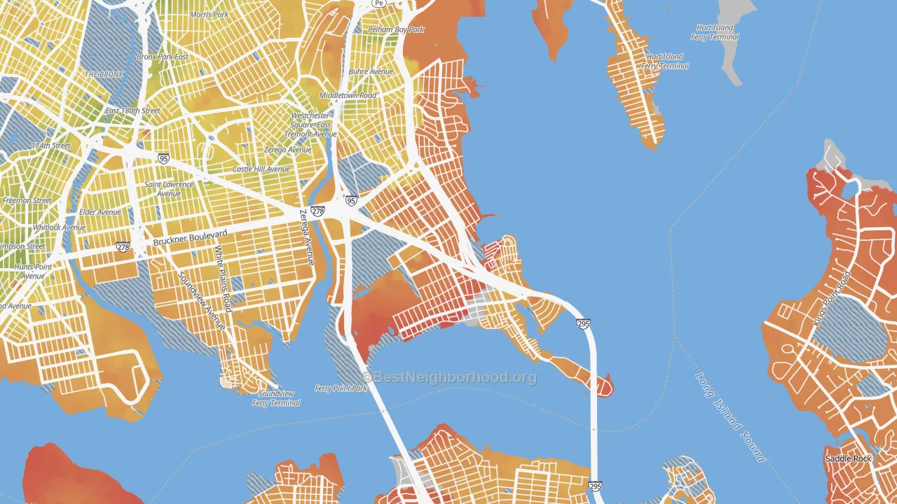 Transit Grade map of Throgs Neck-Edgewater Park, Bronx, NY