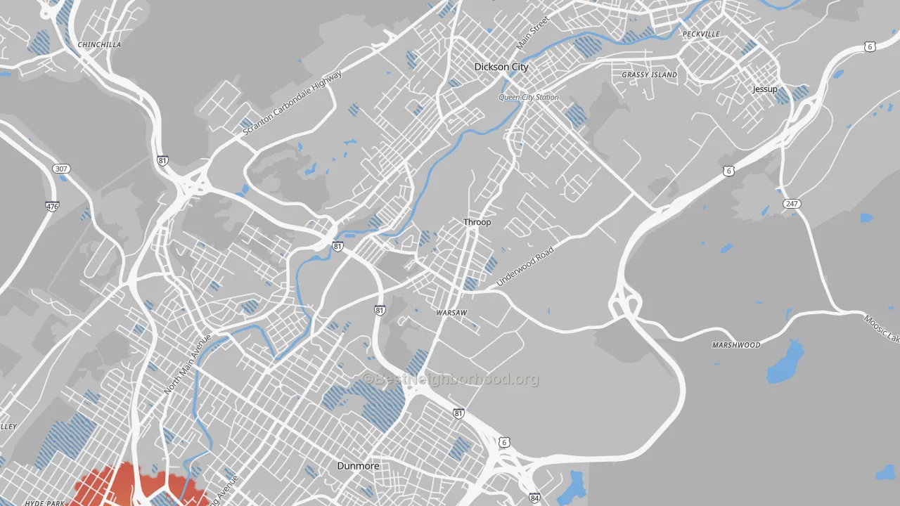 Transit Grade map of Throop, PA