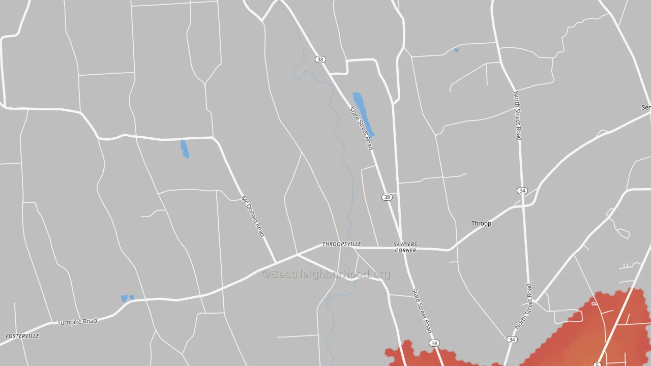 Transit Grade map of Throopsville, NY