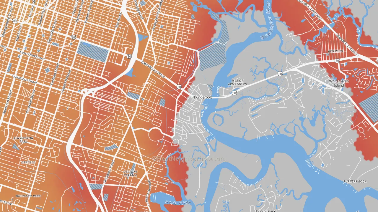 Transit Grade map of Thunderbolt, GA