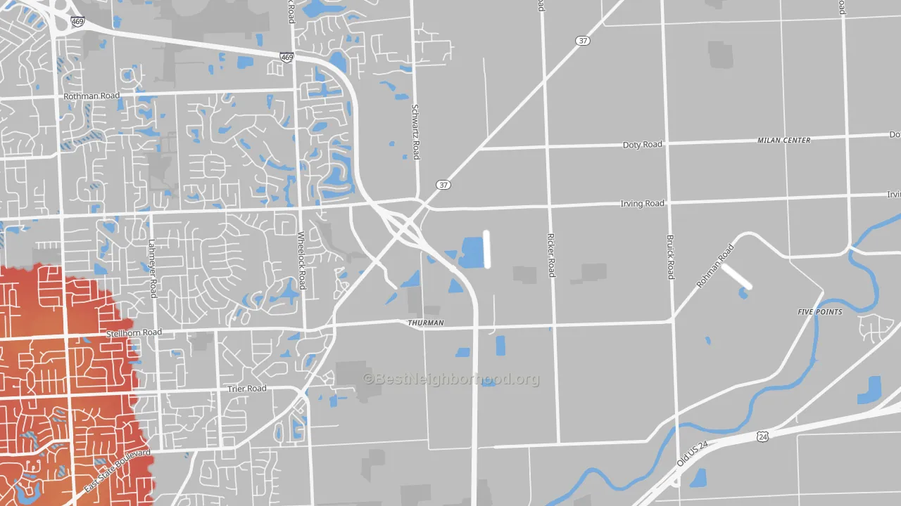 Transit Grade map of Thurman, IN