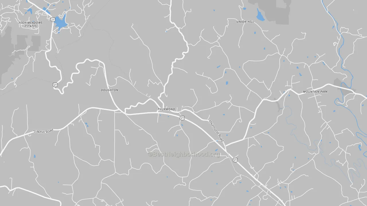 Transit Grade map of Thurmond, NC