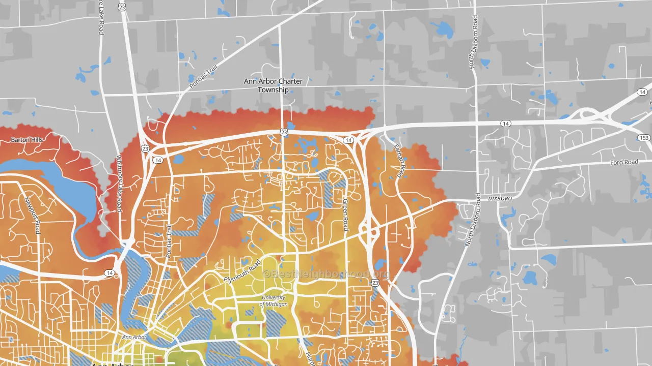 Transit Grade map of Thurston, Ann Arbor, MI