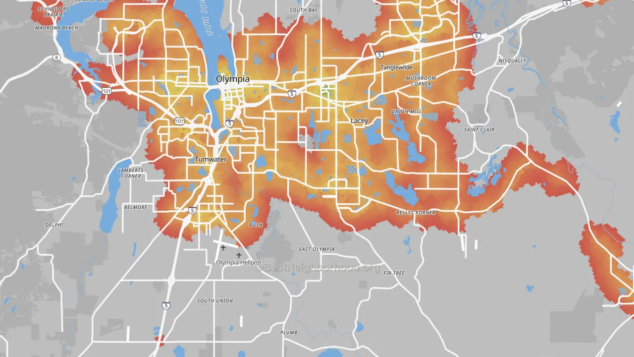 Transit Grade map of Thurston County, WA