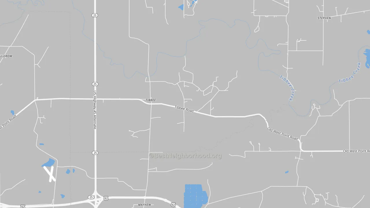 Transit Grade map of Tibbee, MS