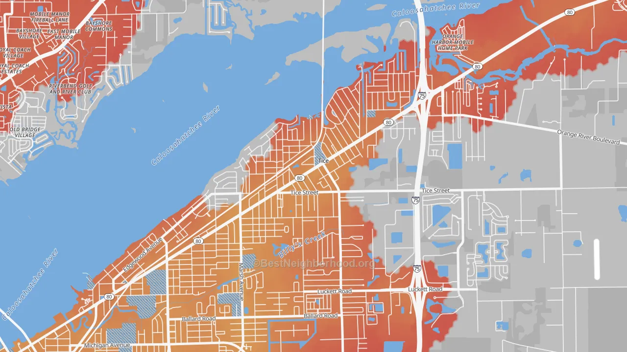 Transit Grade map of Tice, Fort Myers, FL