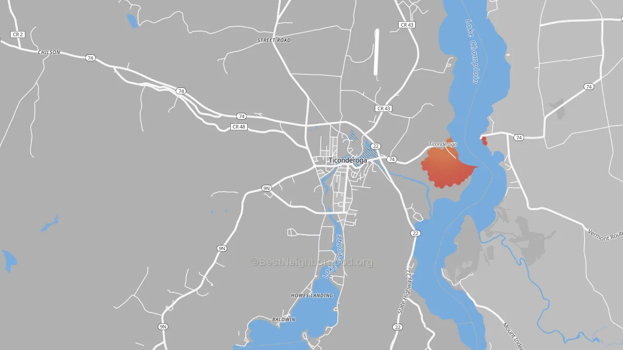 Transit Grade map of Ticonderoga, NY
