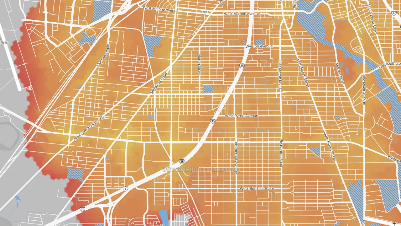 Transit Grade map of Tierra Linda, San Antonio, TX