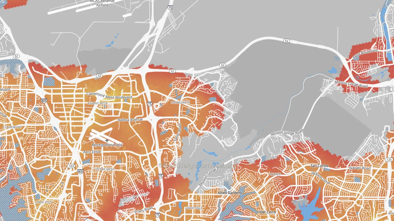 Transit Grade map of Tierrasanta, San Diego, CA