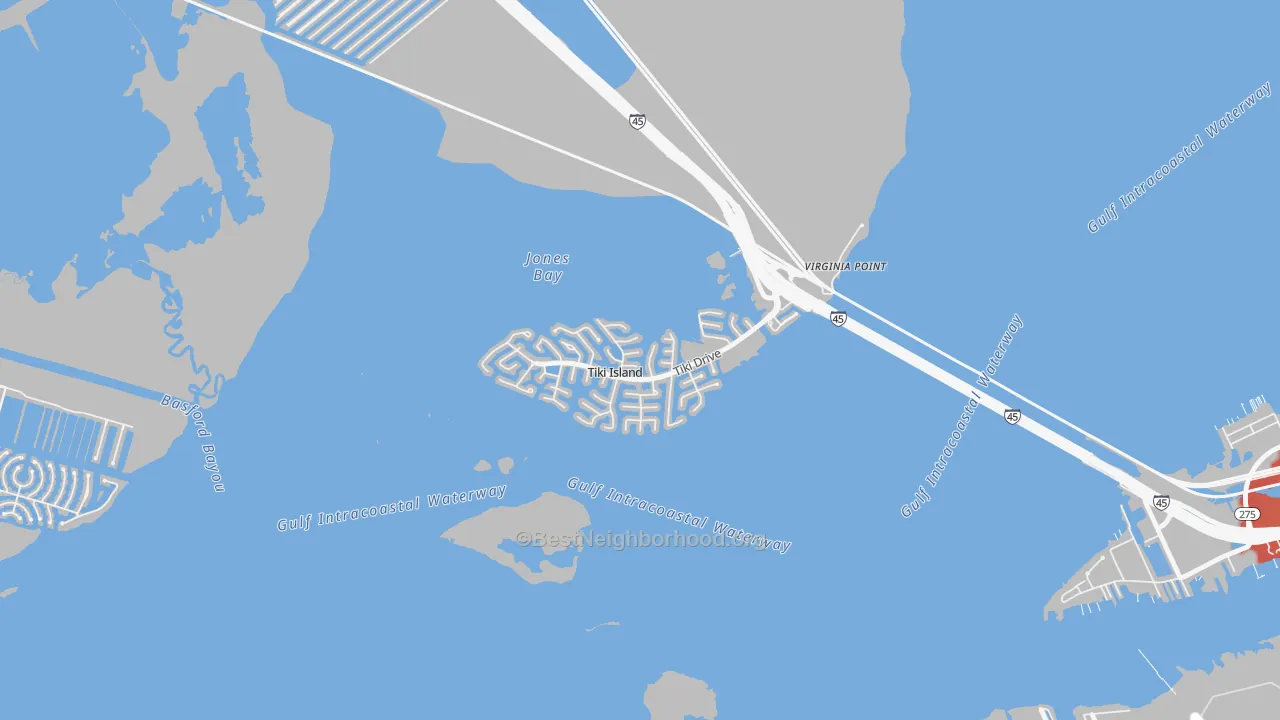 Transit Grade map of Tiki Island, TX