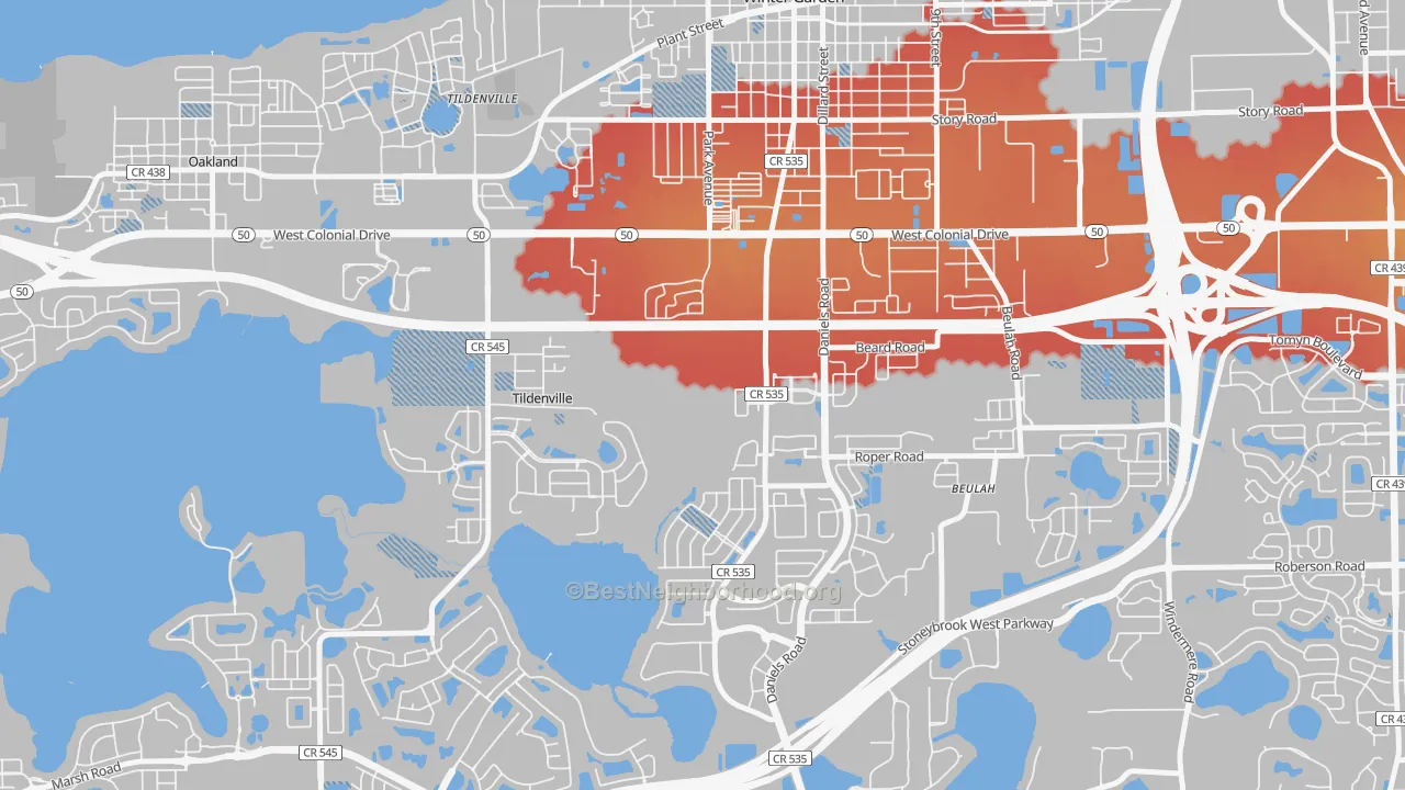 Transit Grade map of Tildenville, FL