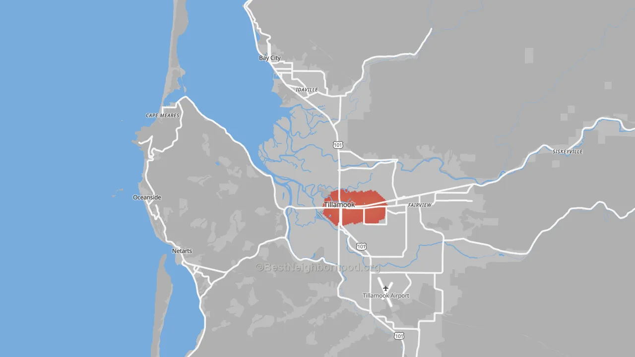 Transit Grade map of Tillamook County, OR