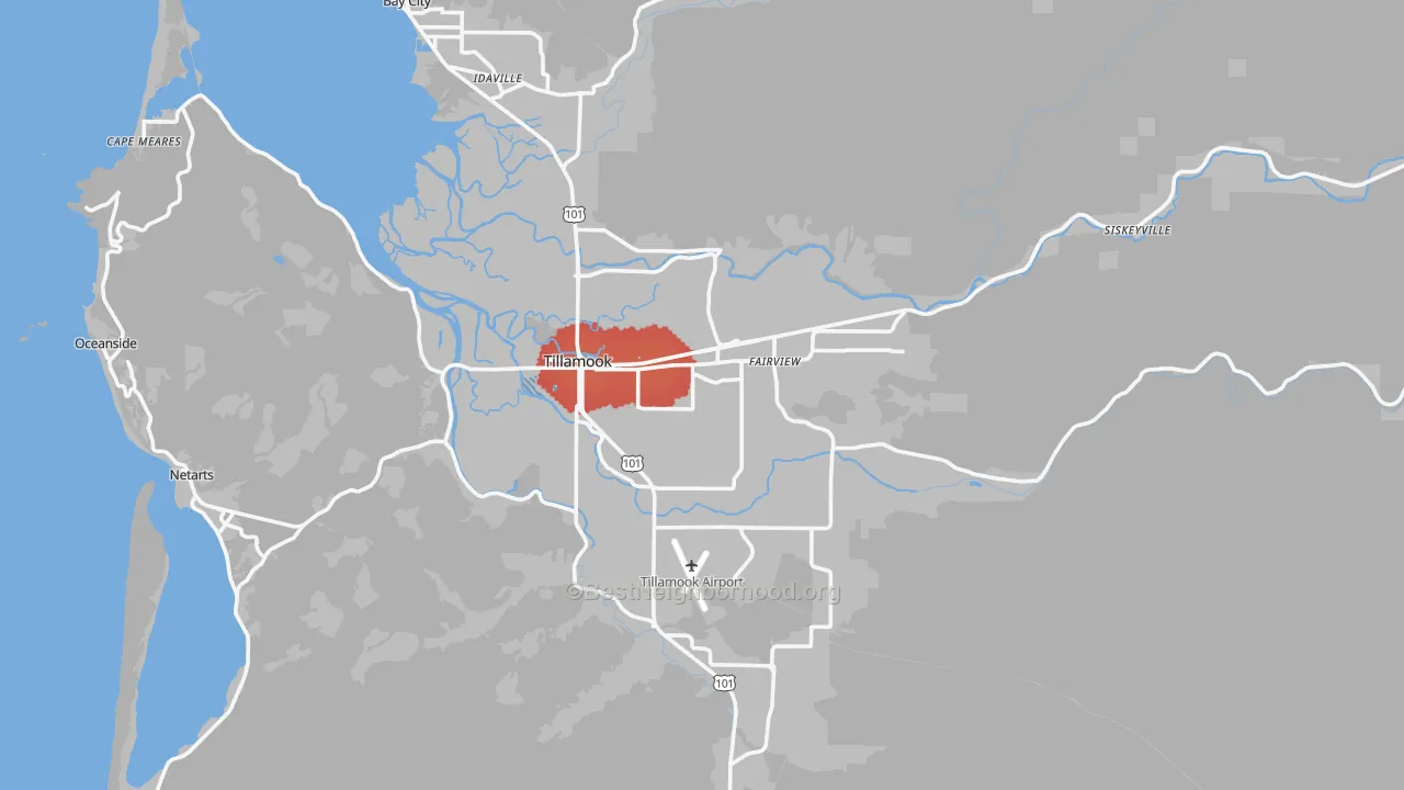 Transit Grade map of Tillamook, OR