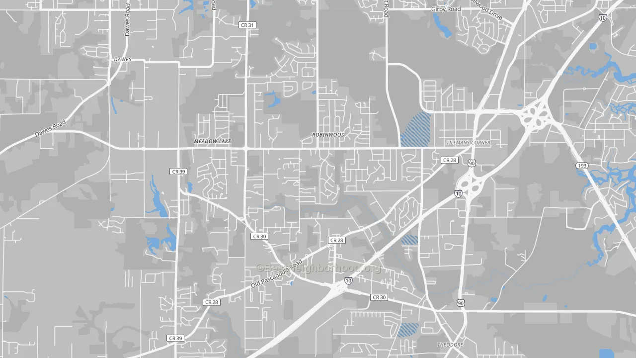 Transit Grade map of Tillmans Corner, AL