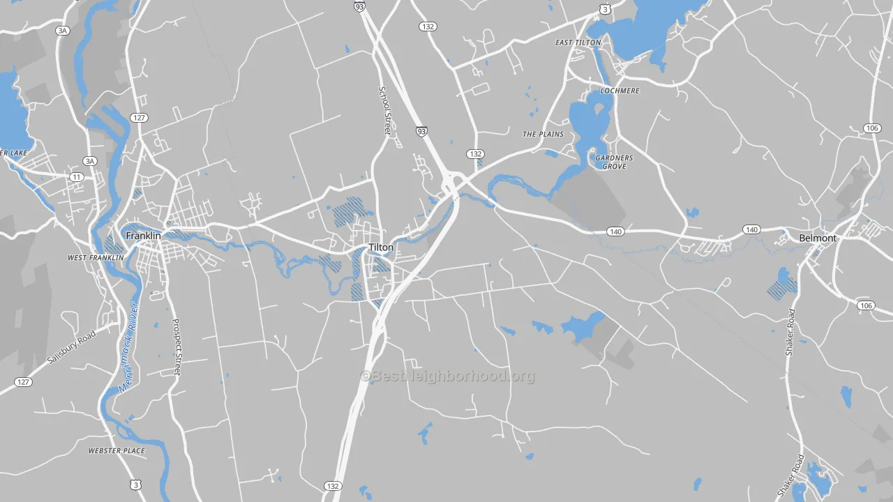 Transit Grade map of Tilton, NH