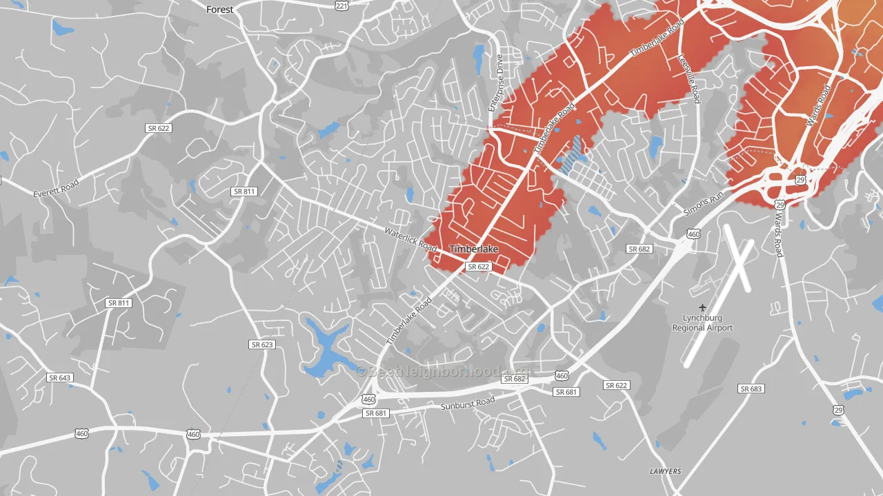 Transit Grade map of Timberlake, VA