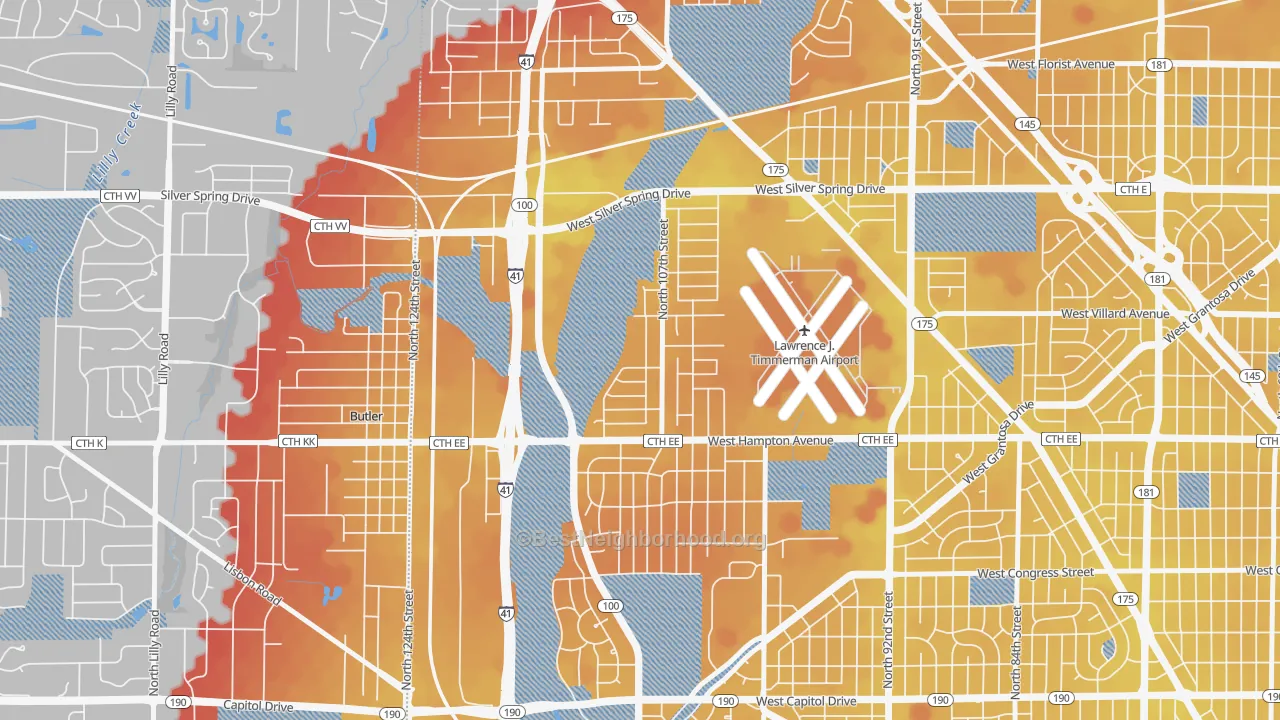 Transit Grade map of Timmerman West, Milwaukee, WI