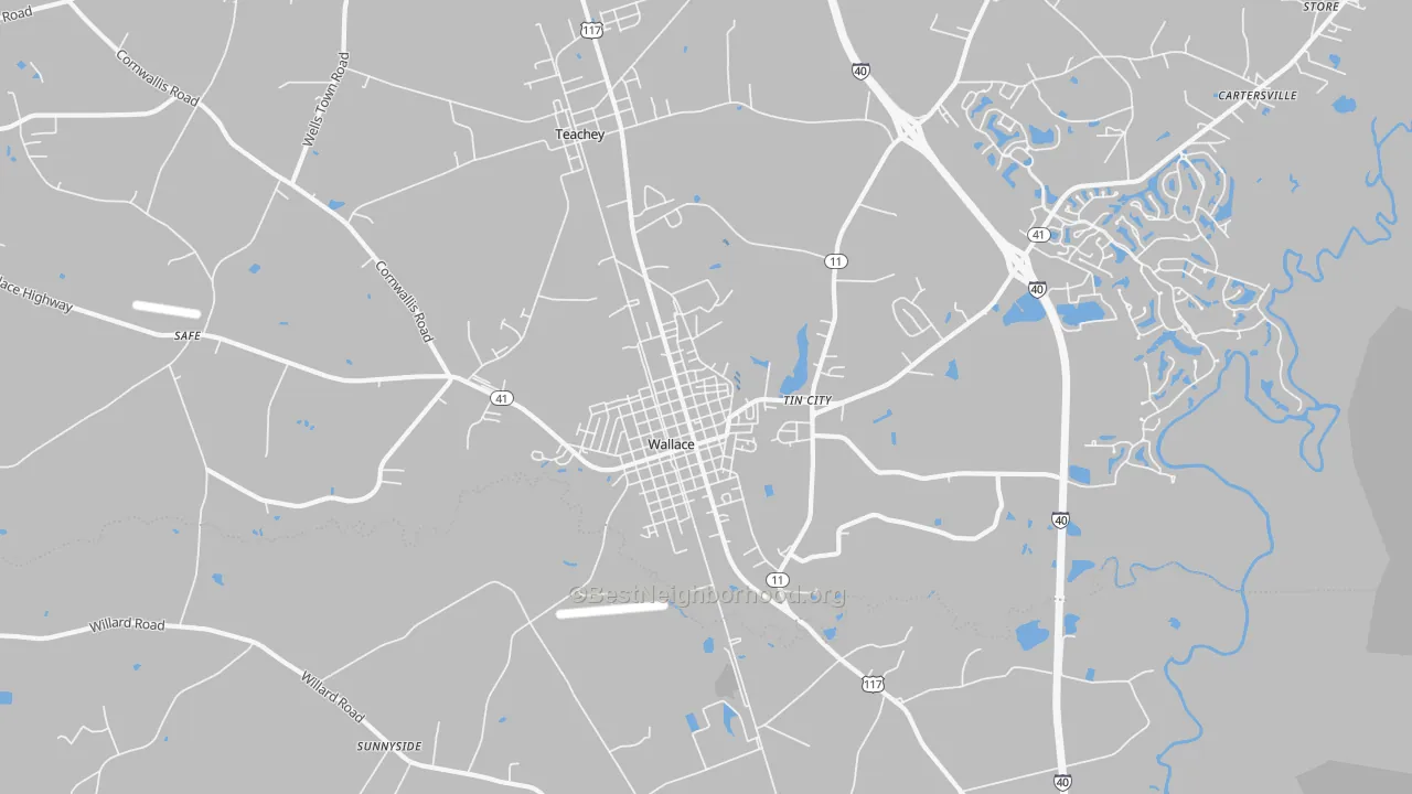 Transit Grade map of Tin City, NC