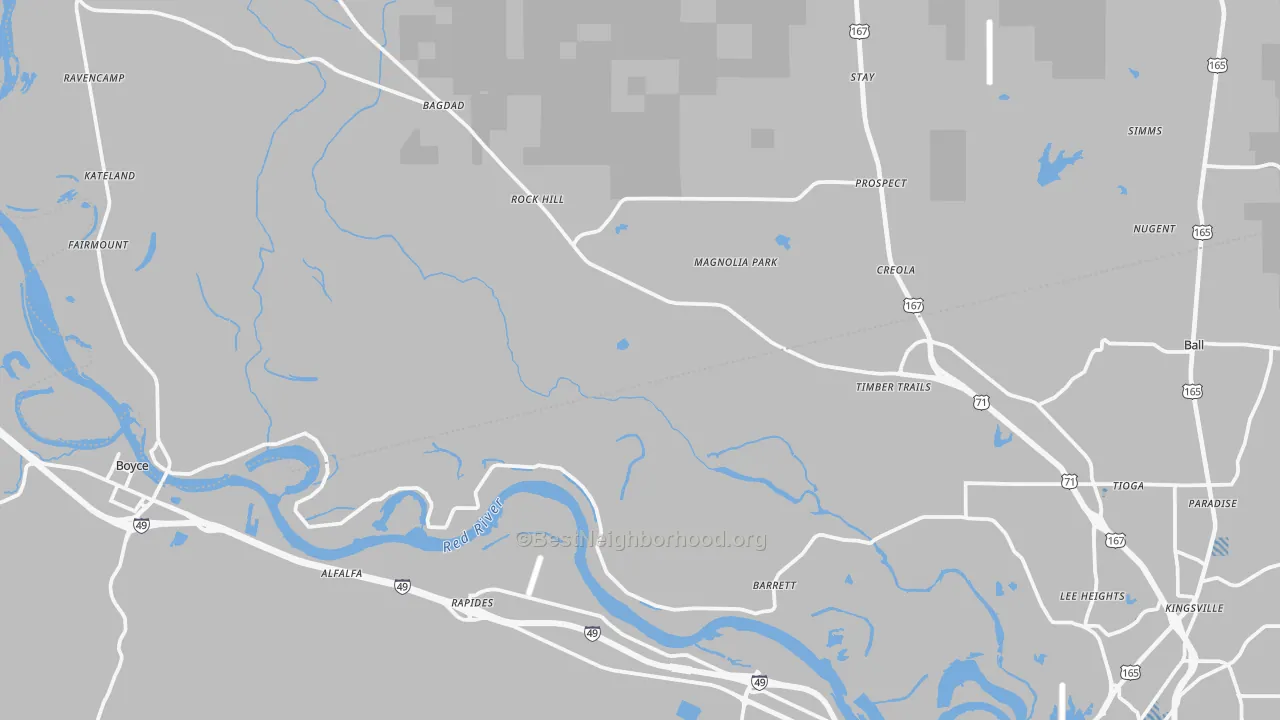 Transit Grade map of Tioga, LA