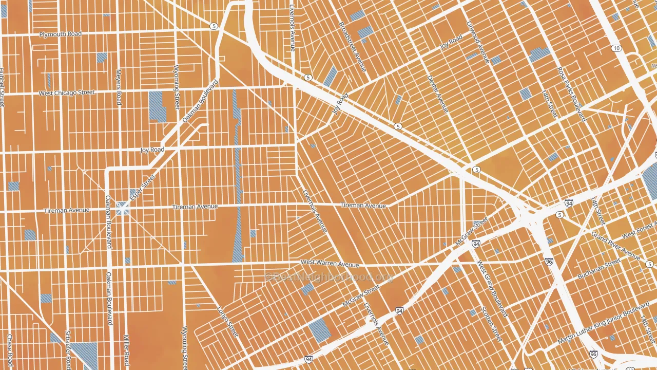 Transit Grade map of Tireman, Detroit, MI