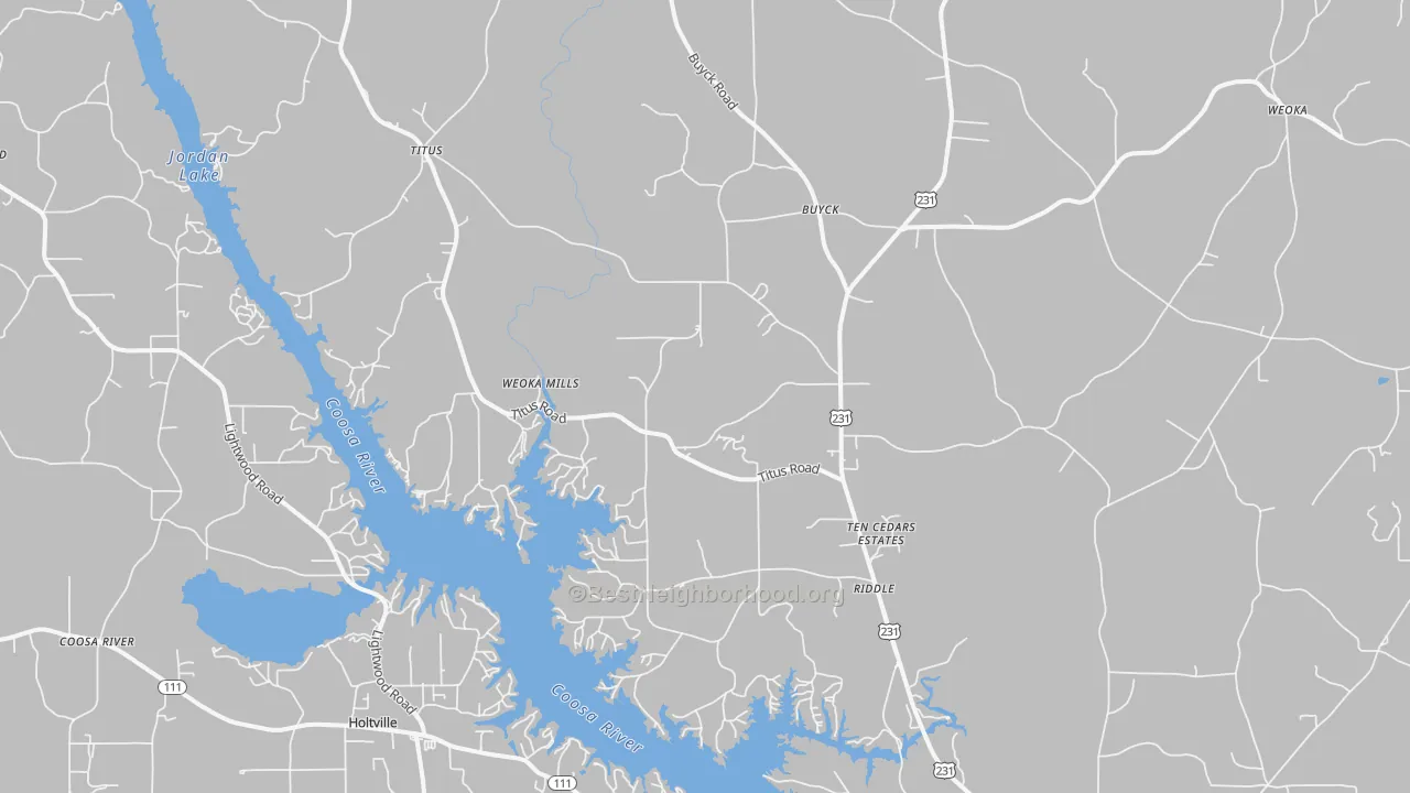 Transit Grade map of Titus, AL