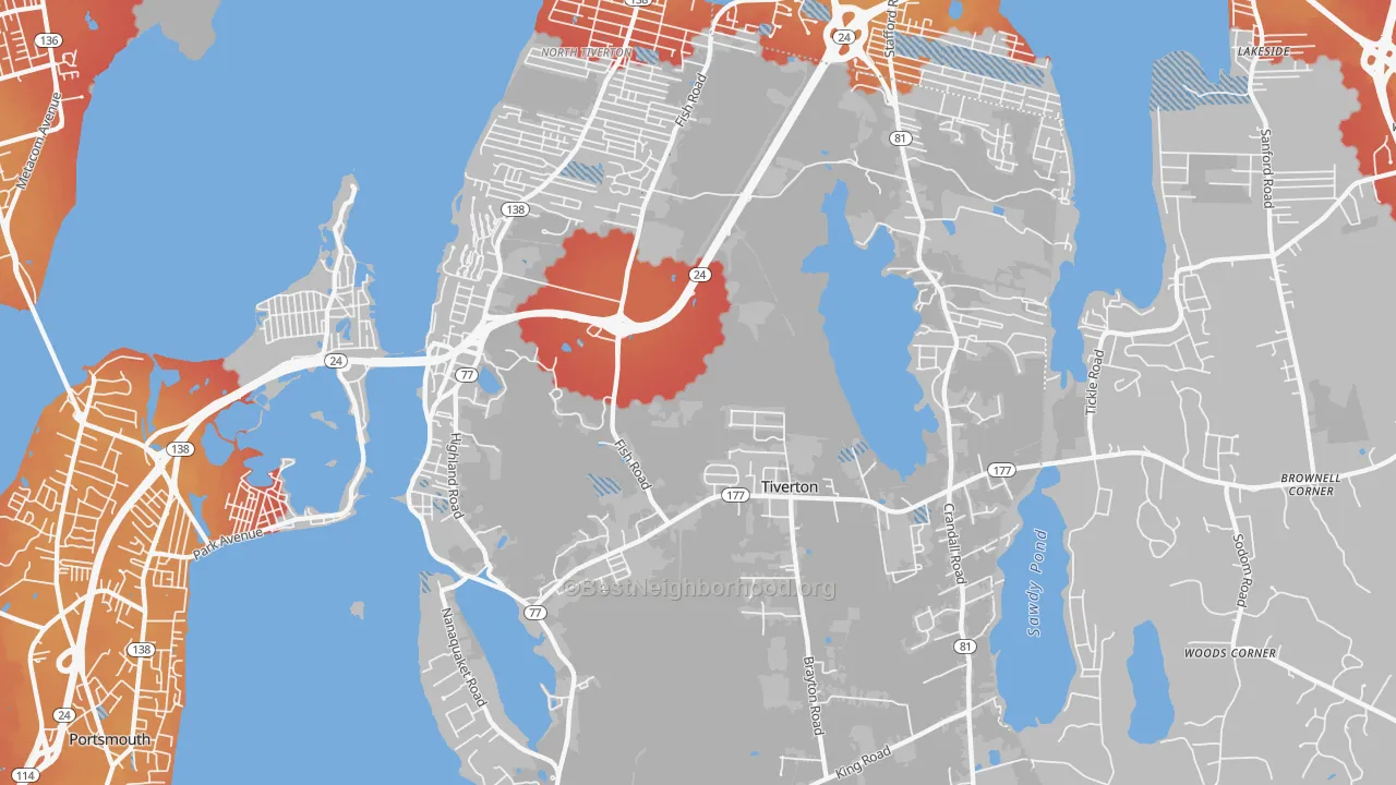 Transit Grade map of Tiverton, RI